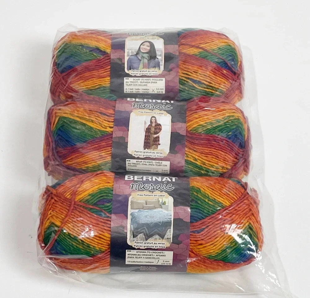 Bernat Mosaic Acrylic Yarn Calypso 3.5 oz 209 yds 3 Pack
